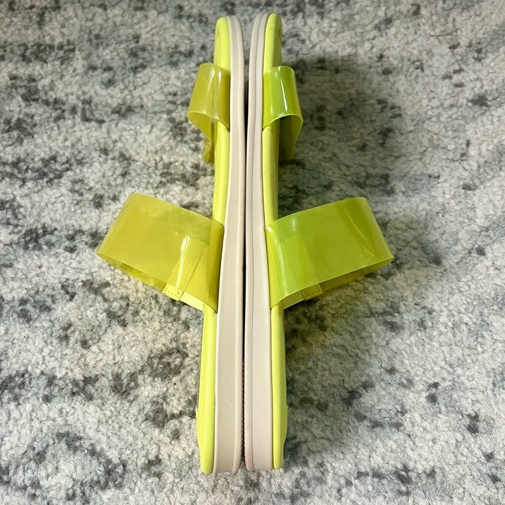 Steve Madden Greer Double Strap Sandals Green Yellow Slides - Picture 7 of 15